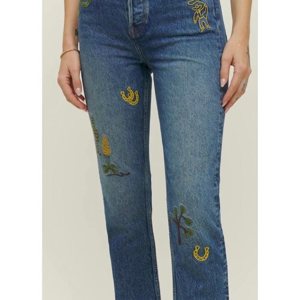 Reformation Handcrafted Embroidered Jeans 27 - Picture 2 of 13